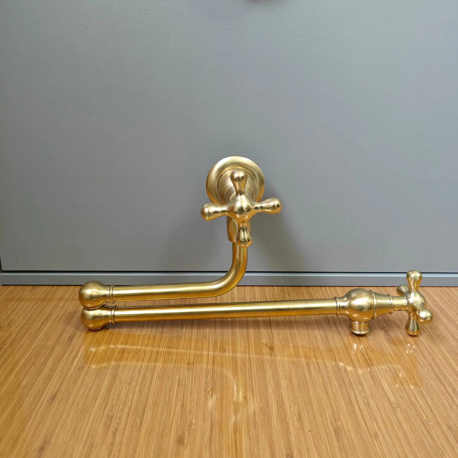 Unlacquered Solid Brass Pot Filler Faucet: Wall-Mounted Folding Kitchen Fixture