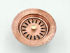 Copper Finish Brass Kitchen Sink Drain: Farmhouse Basket Strainer, 3.5"