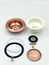 Copper Finish Brass Kitchen Sink Drain: Farmhouse Basket Strainer, 3.5"