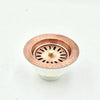 Copper Finish Brass Kitchen Sink Drain: Farmhouse Basket Strainer, 3.5"