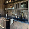 Unlacquered Brass Bridge Kitchen Faucet – Lever Handles, 8" Spread, Side Sprayer Included
