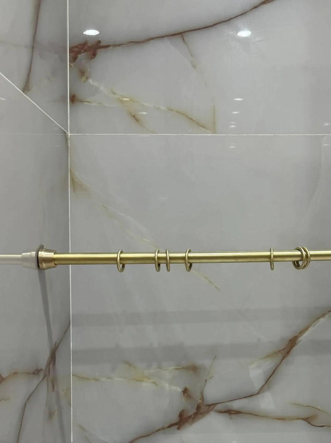 Unlacquered Brass Shower Curtain Rod – Wall-to-Wall with Rings