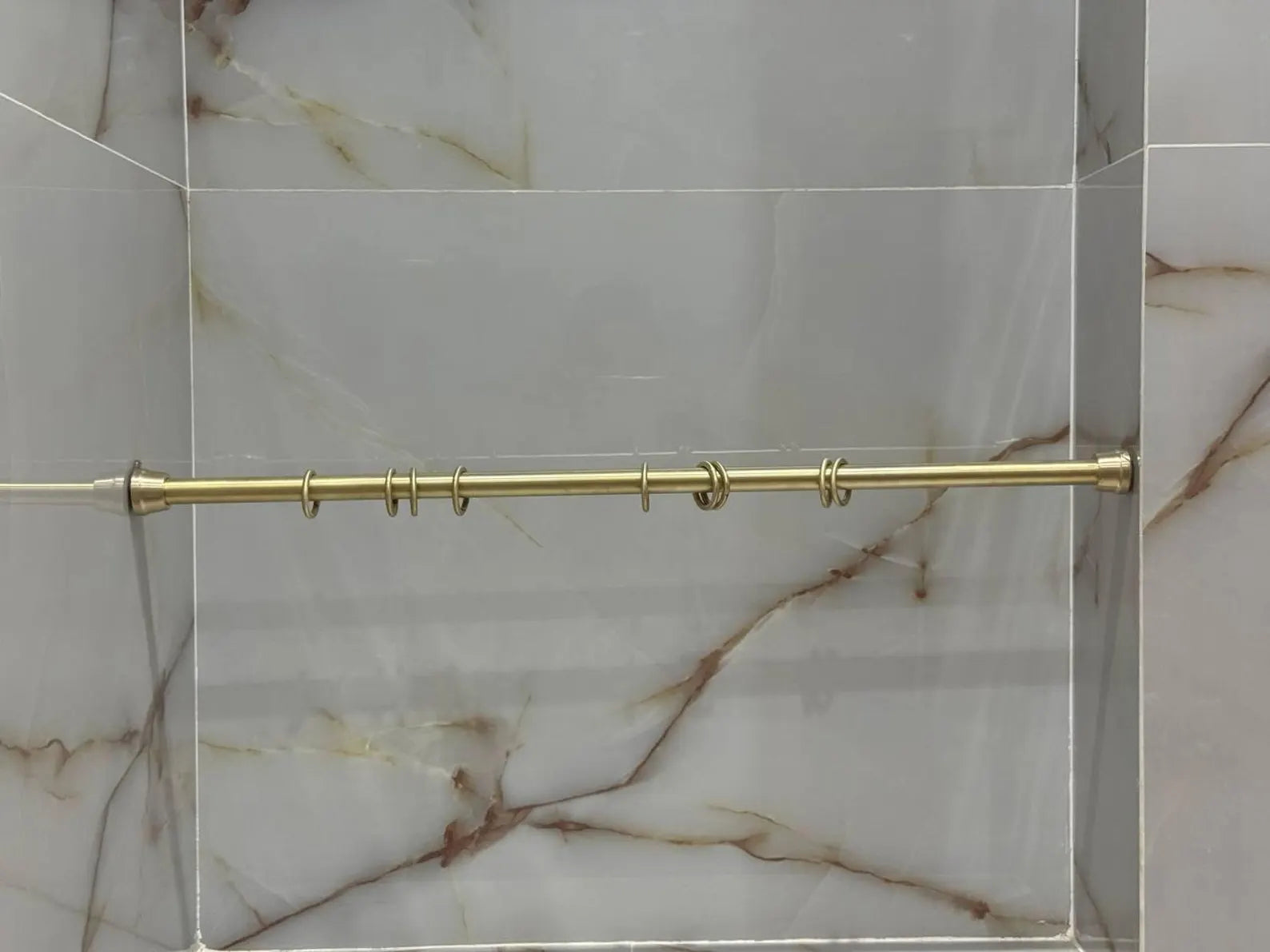 Unlacquered Brass Shower Curtain Rod – Wall-to-Wall with Rings