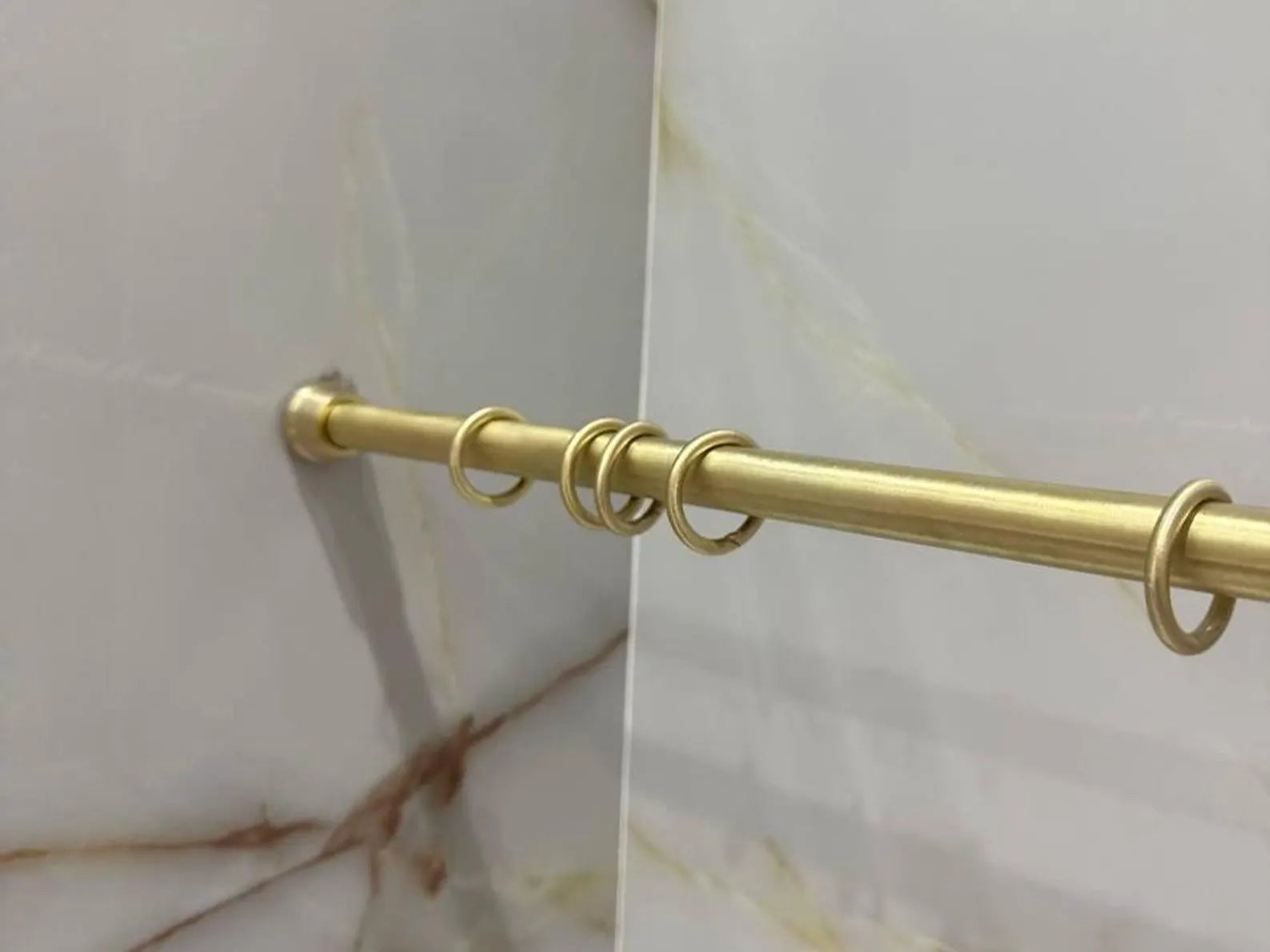 Unlacquered Brass Shower Curtain Rod – Wall-to-Wall with Rings