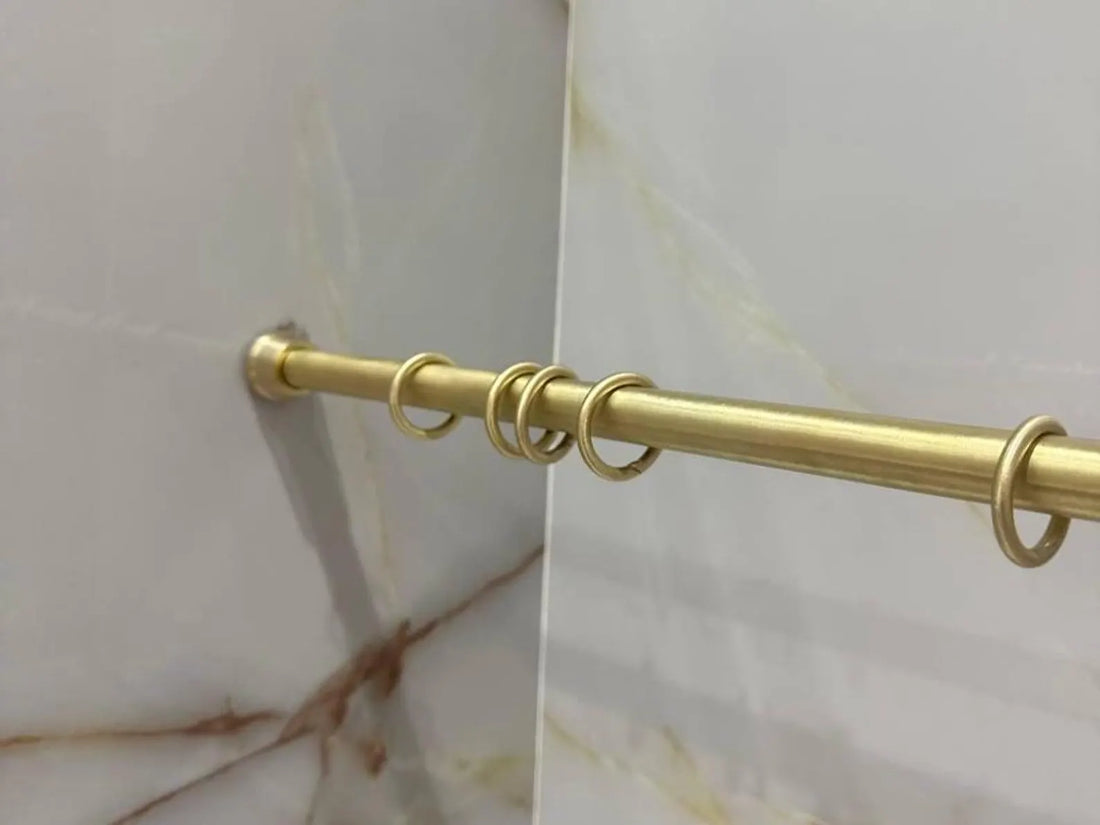 Unlacquered Brass Shower Curtain Rod – Wall-to-Wall with Rings
