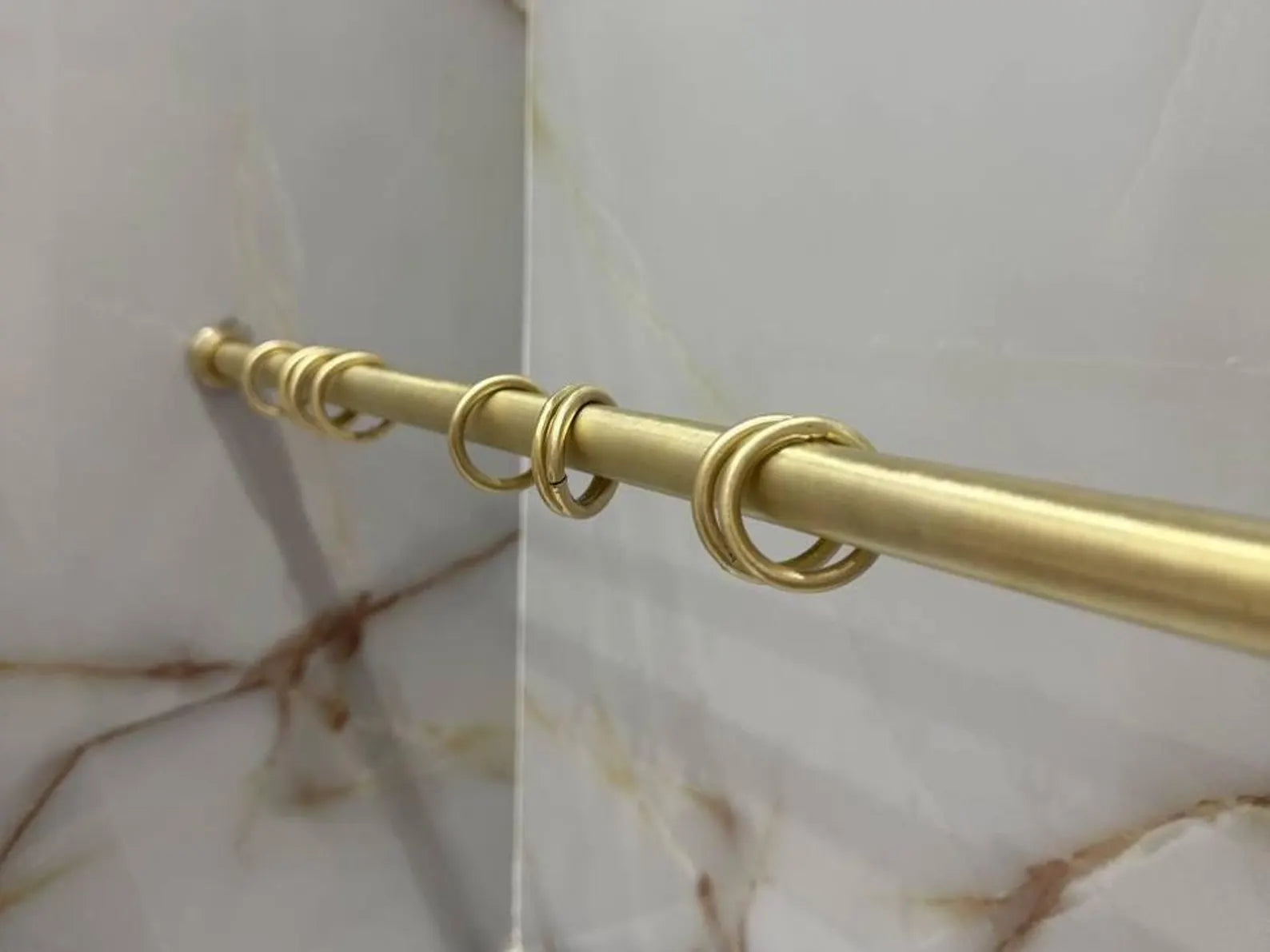 Unlacquered Brass Shower Curtain Rod – Wall-to-Wall with Rings