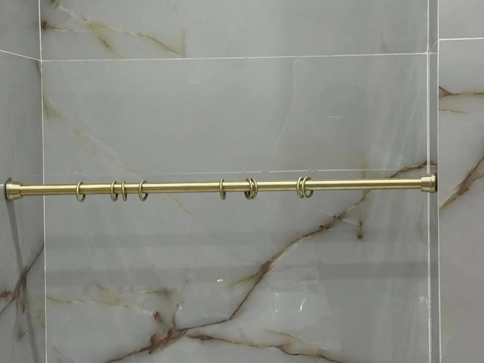 Unlacquered Brass Shower Curtain Rod – Wall-to-Wall with Rings