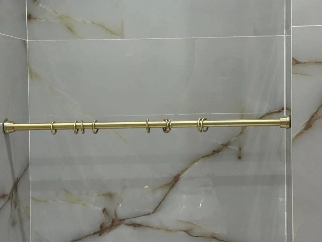 Unlacquered Brass Shower Curtain Rod – Wall-to-Wall with Rings