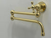 Unlacquered Brass Wall Mounted Pot Filler Faucet – Cross Handles, Folding Arm | Solid Brass