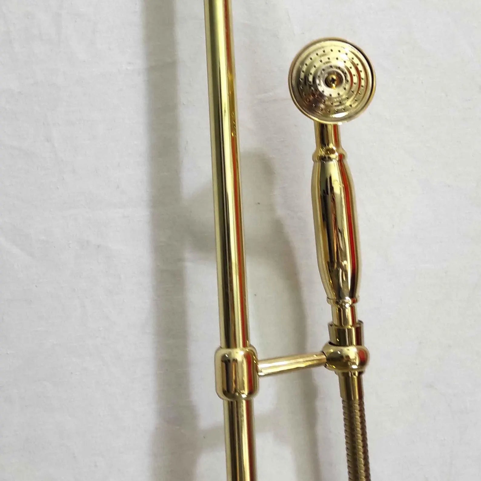 Unlacquered Brass Outdoor Shower with Handheld, Handmade Solid Brass Shower System