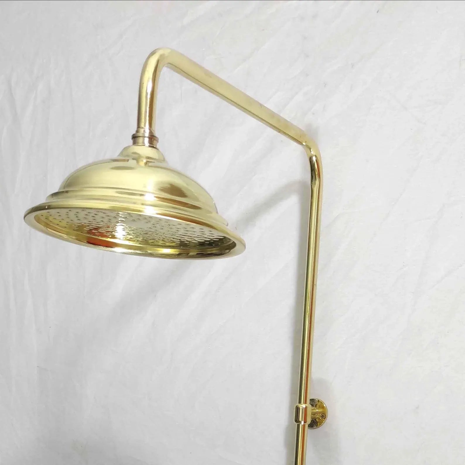 Unlacquered Brass Outdoor Shower with Handheld, Handmade Solid Brass Shower System
