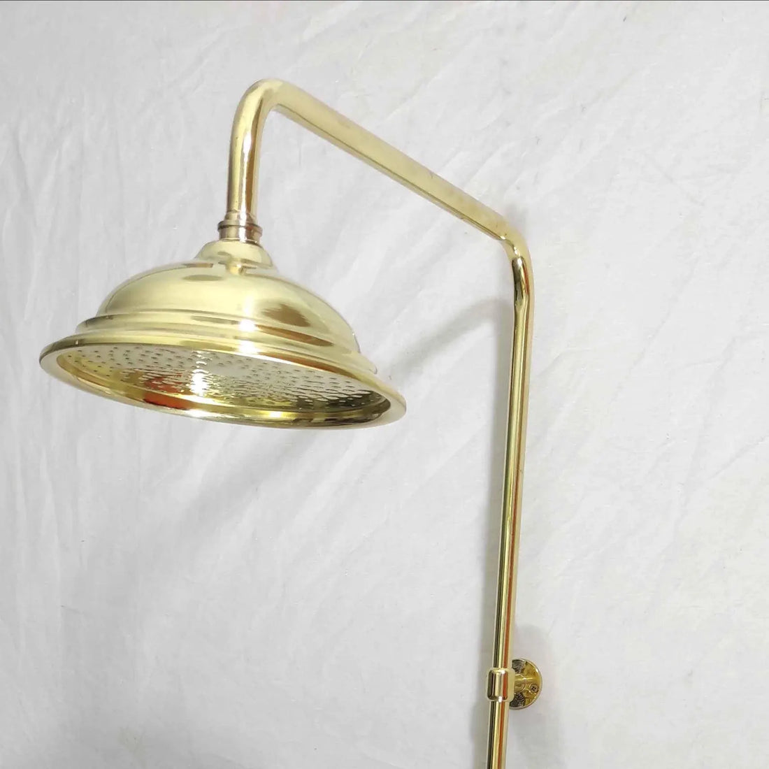 Unlacquered Brass Outdoor Shower with Handheld, Handmade Solid Brass Shower System