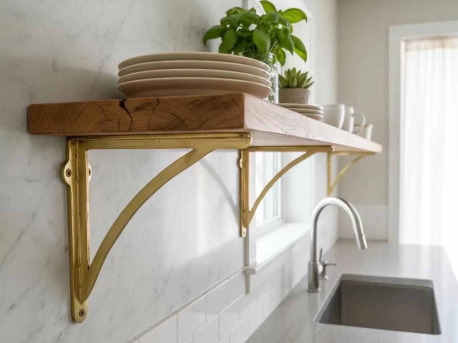 Handmade Brass Shelf Brackets – Victorian Style, Sets of 2-4, 4"-10"