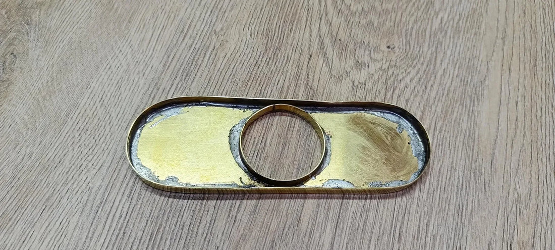 Unlacquered Brass Faucet Base Plate 6x2" – Single Hole Escutcheon, 3 Finishes