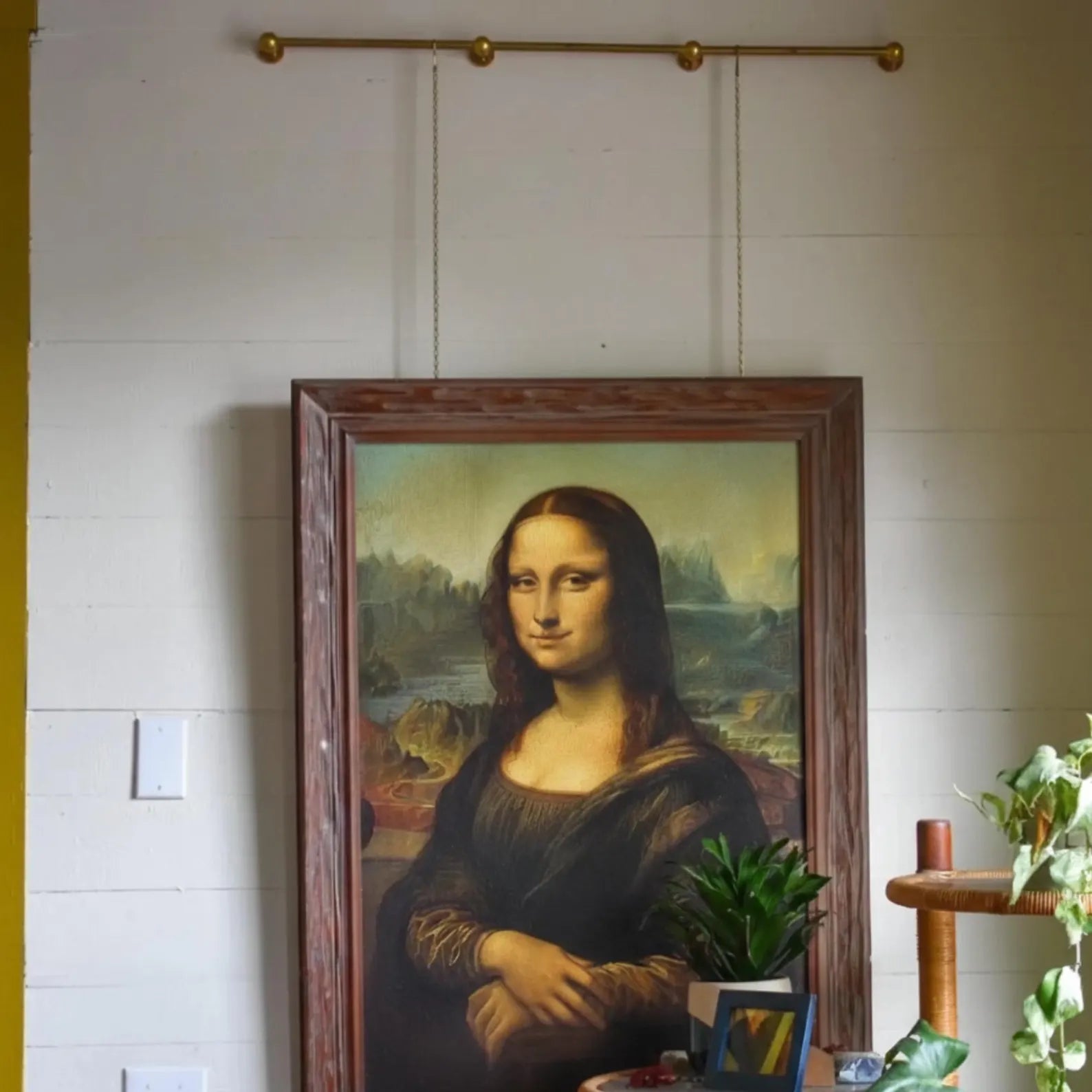 Unlacquered brass picture rail hanging kit for gallery wall display