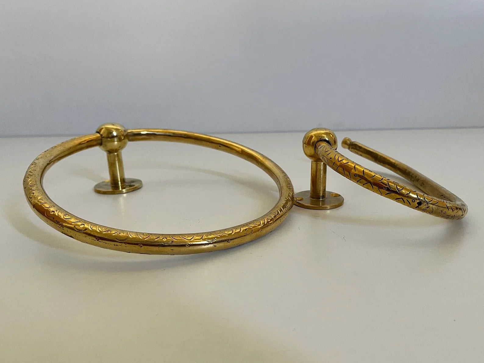 Unlacquered Brass Bathroom Set – Towel Ring & Toilet Paper Holder, Handcrafted