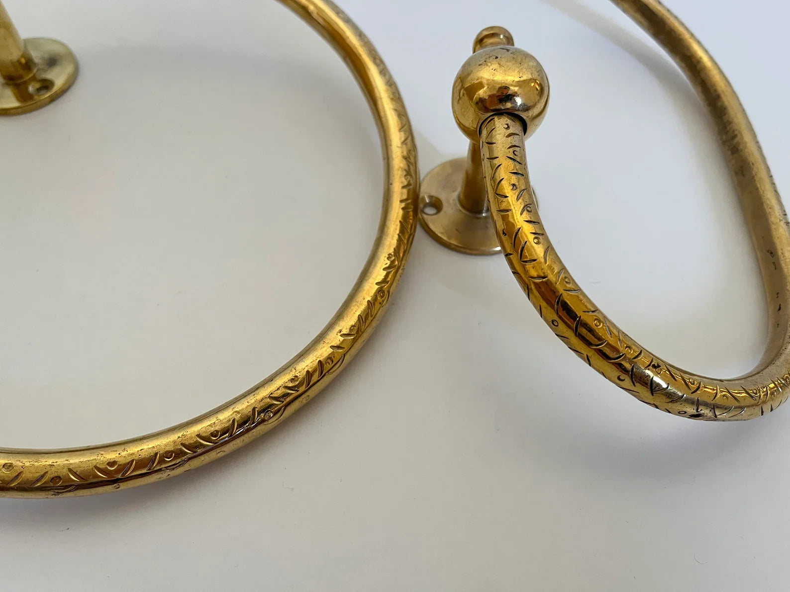 Unlacquered Brass Bathroom Set – Towel Ring & Toilet Paper Holder, Handcrafted
