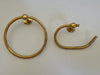 Unlacquered Brass Bathroom Set – Towel Ring & Toilet Paper Holder, Handcrafted