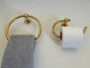 Unlacquered Brass Bathroom Set – Towel Ring & Toilet Paper Holder, Handcrafted