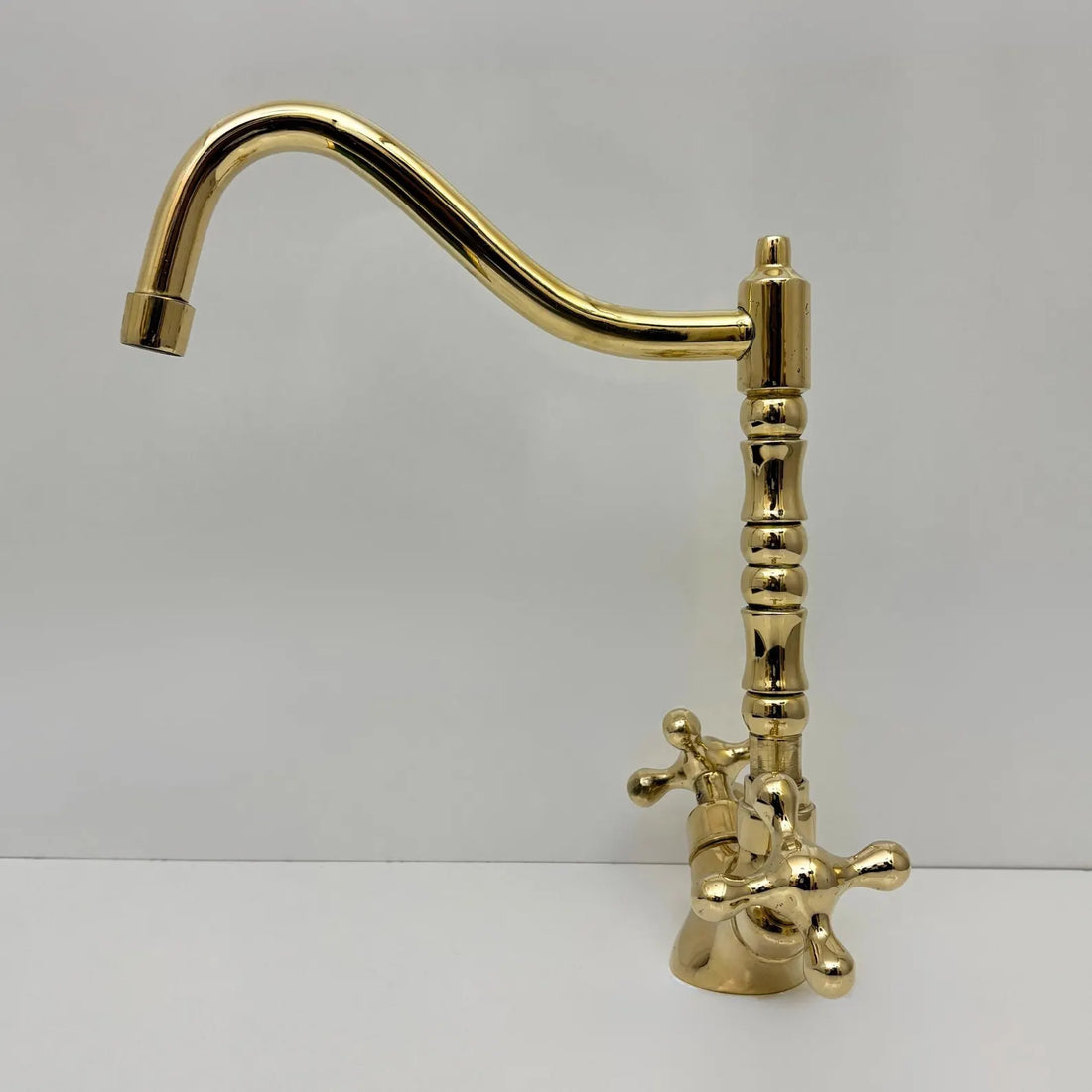 Unlacquered Brass Single Hole Kitchen Faucet – 12" Tall, 9" Reach