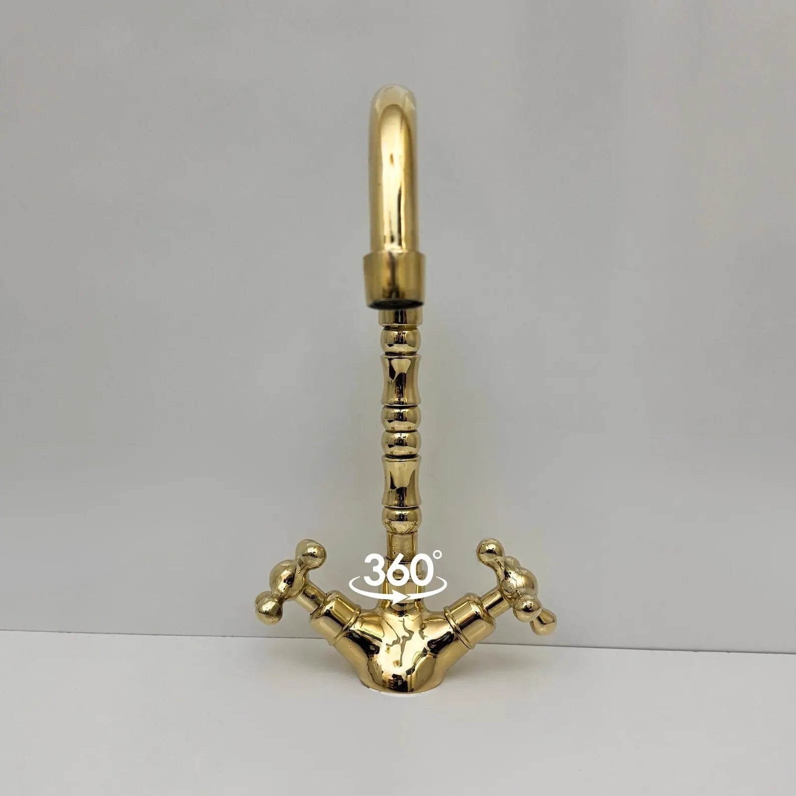 Unlacquered Brass Single Hole Kitchen Faucet – 12" Tall, 9" Reach