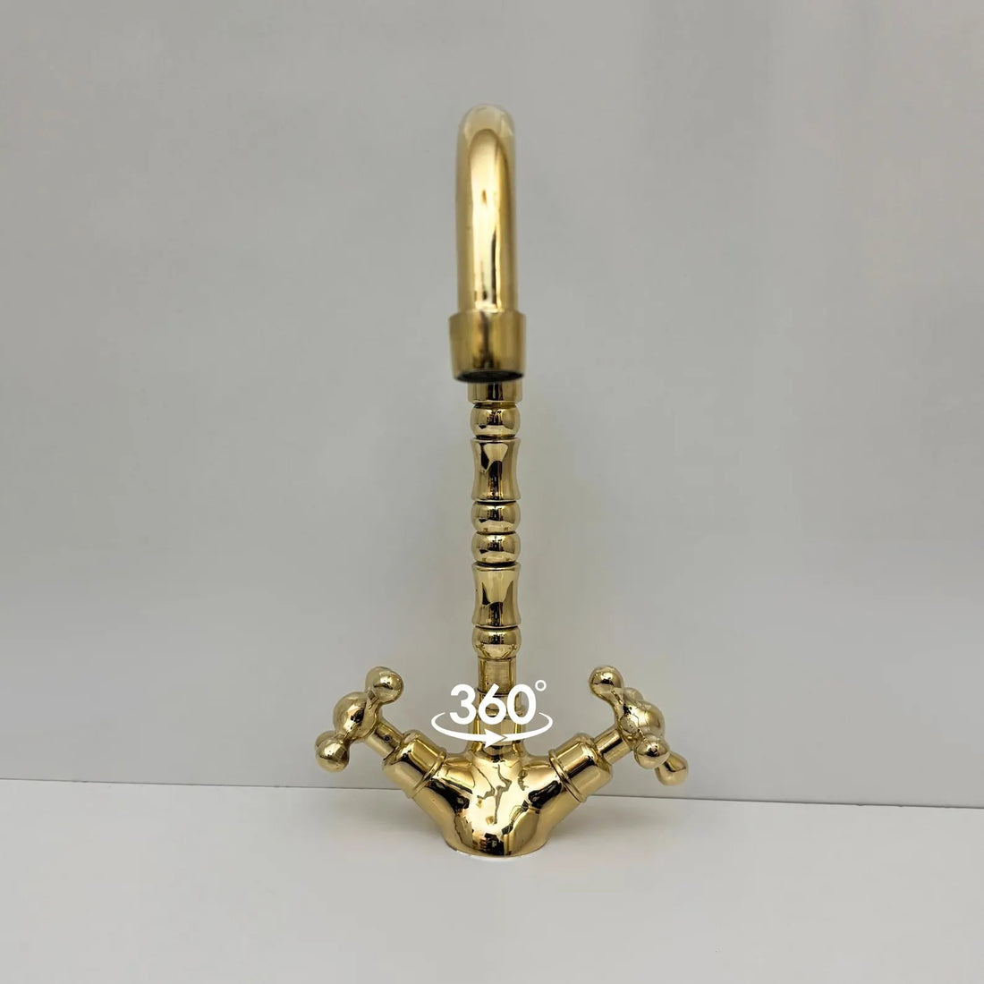 Unlacquered Brass Single Hole Kitchen Faucet – 12" Tall, 9" Reach