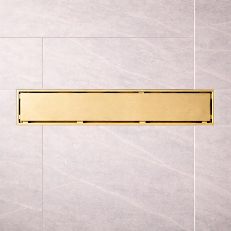 Unlacquered Brass Linear Shower Drain | Tile Insert Drain