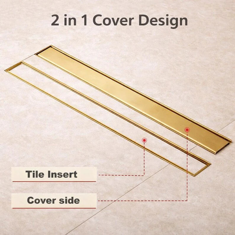 Unlacquered Brass Linear Shower Drain | Tile Insert Drain