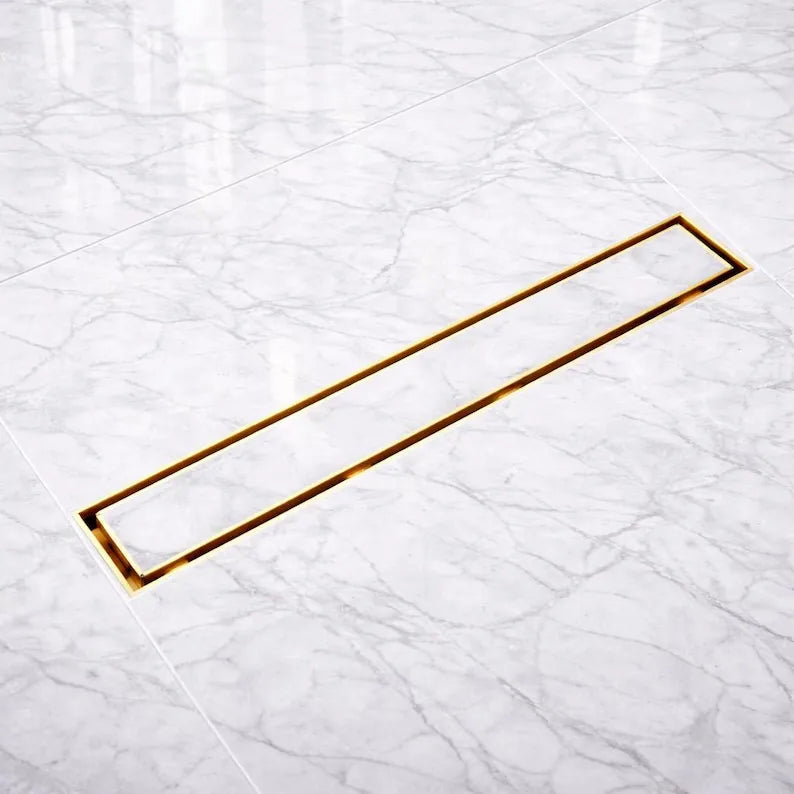 Unlacquered Brass Linear Shower Drain – Tile Insert Bathroom Floor Drain