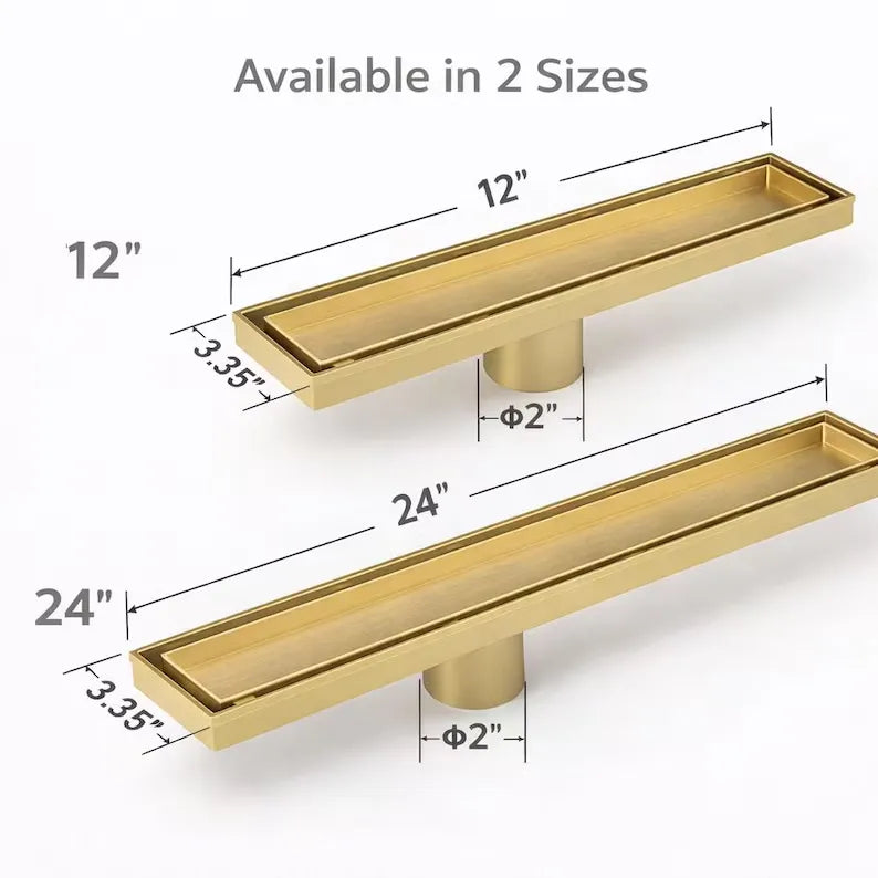 Unlacquered Brass Linear Shower Drain – Tile Insert Bathroom Floor Drain