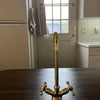 Gooseneck kitchen faucet made from solid unlacquered brass