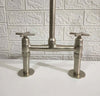 Matte Nickel Kitchen Faucet – Solid Brass Bridge Design, 2-Hole, 18" Tall