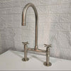 Matte Nickel Kitchen Faucet – Solid Brass Bridge Design, 2-Hole, 18" Tall