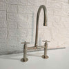 Matte Nickel Kitchen Faucet – Solid Brass Bridge Design, 2-Hole, 18” Tall - The House Of Brass