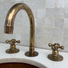 Oil Rubbed Brass Bathroom Faucet – 3-Hole Deck Mount, Cross Handles | Solid Brass - The House Of Brass