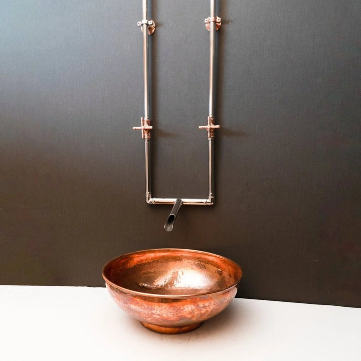 Old Fashioned Wall Mounted Faucet – Exposed Pipe, Cross Handles