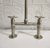 Matte Nickel Kitchen Faucet – Solid Brass Bridge Design, 2-Hole, 18” Tall