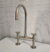 Matte Nickel Kitchen Faucet – Solid Brass Bridge Design, 2-Hole, 18” Tall