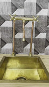 Unlacquered Brass & Solid Copper Antique Kitchen Faucet – Bridge Faucet with Long Legs & Cross Handles