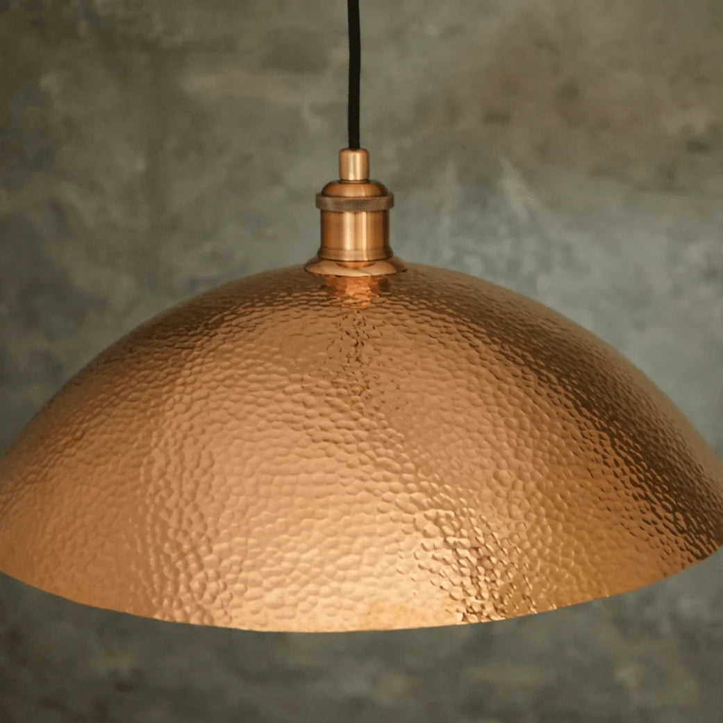 Handcrafted Solid Copper Pendant Light - Vintage Hammered Design