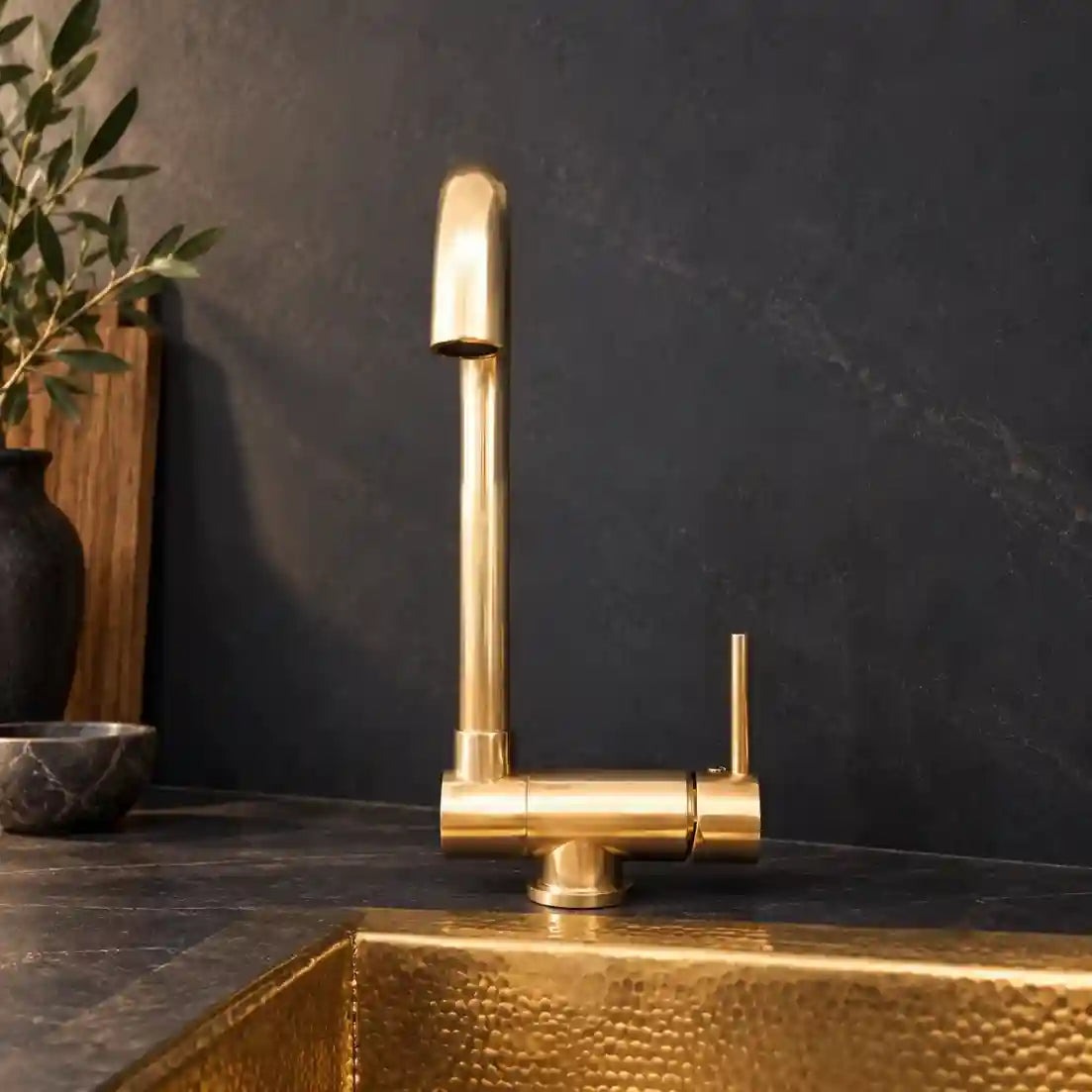 The Foldable unlacquered brass mixer faucet with folding spout