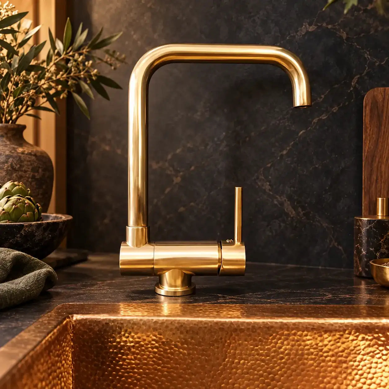 The Foldable unlacquered brass mixer faucet with folding spout