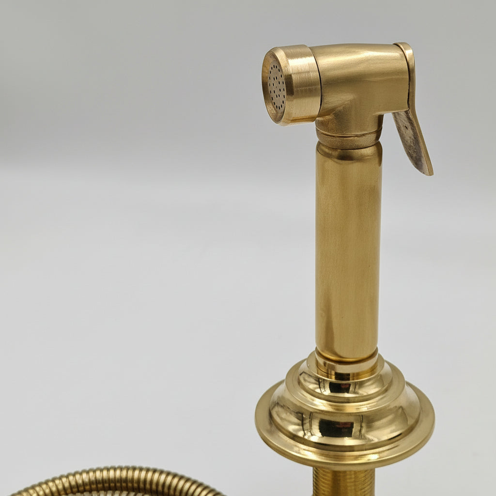 Brass Kitchen Sprayer – Solid Unlacquered High-Pressure Sink Faucet Replacement