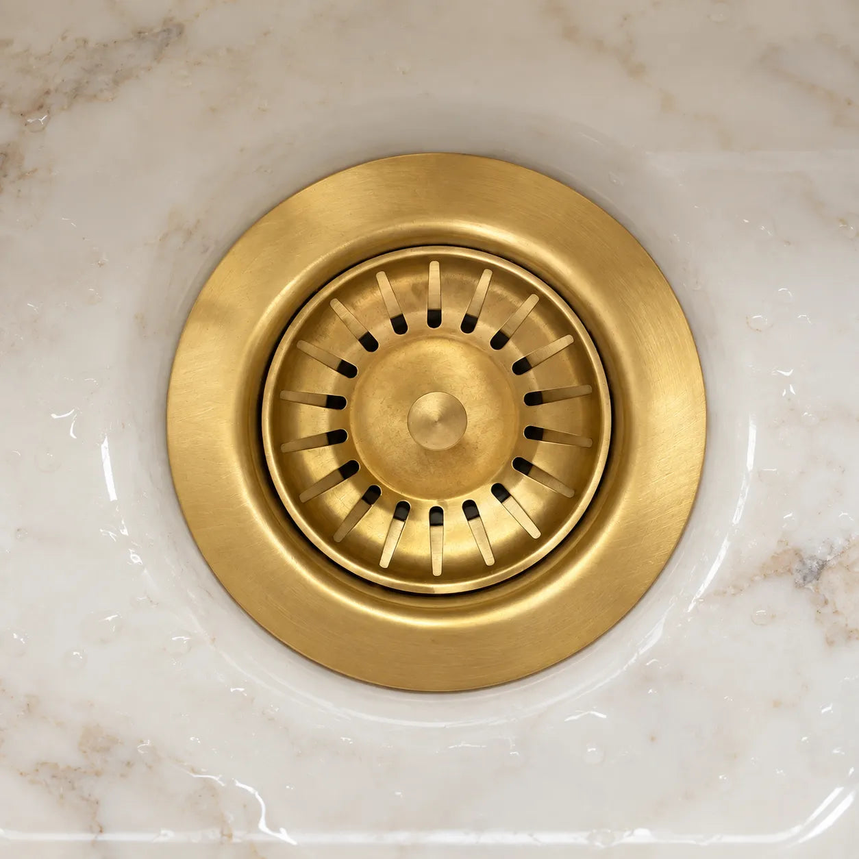 3 1/2 inch unlacquered brass kitchen sink drain with basket strainer