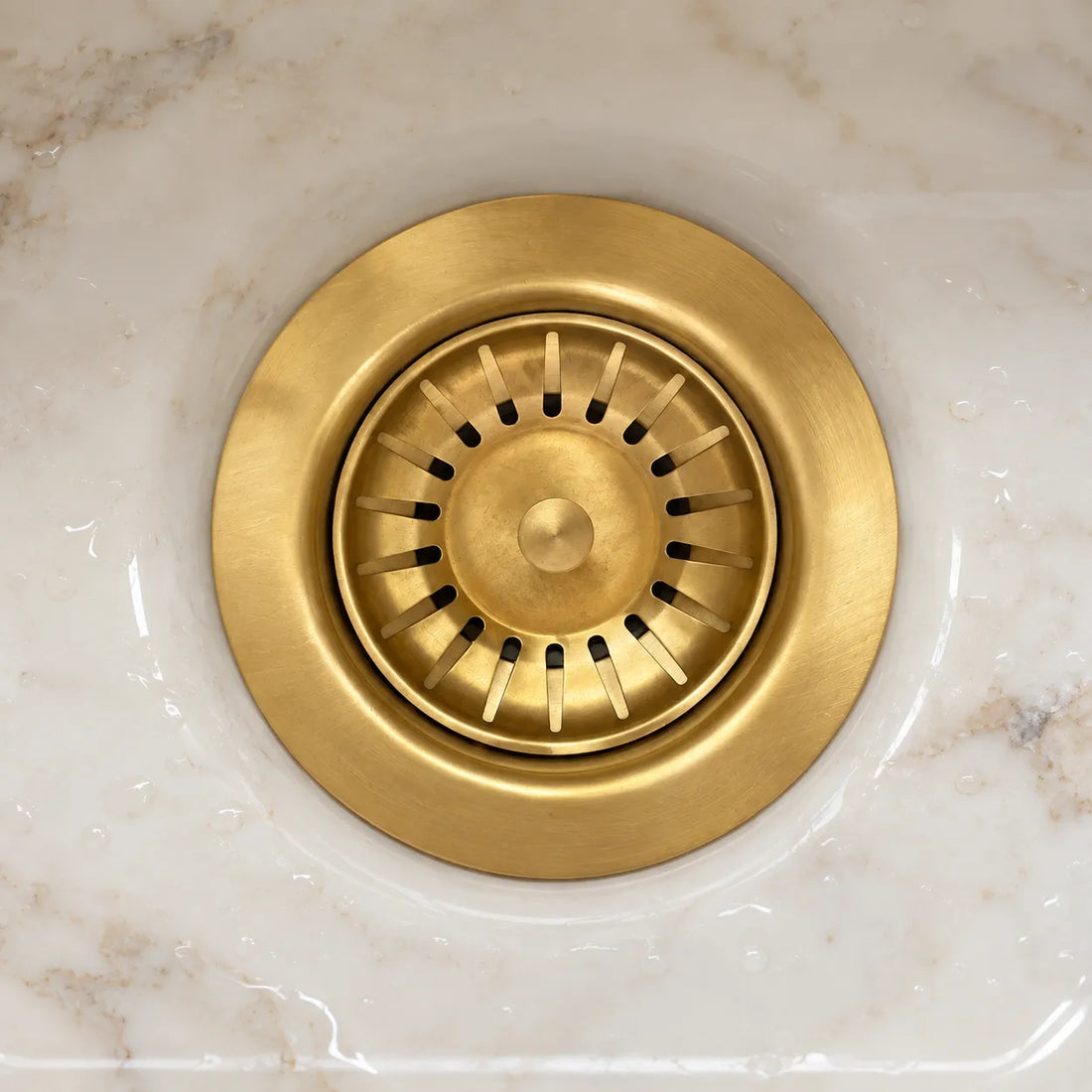3 1/2 inch unlacquered brass kitchen sink drain with basket strainer