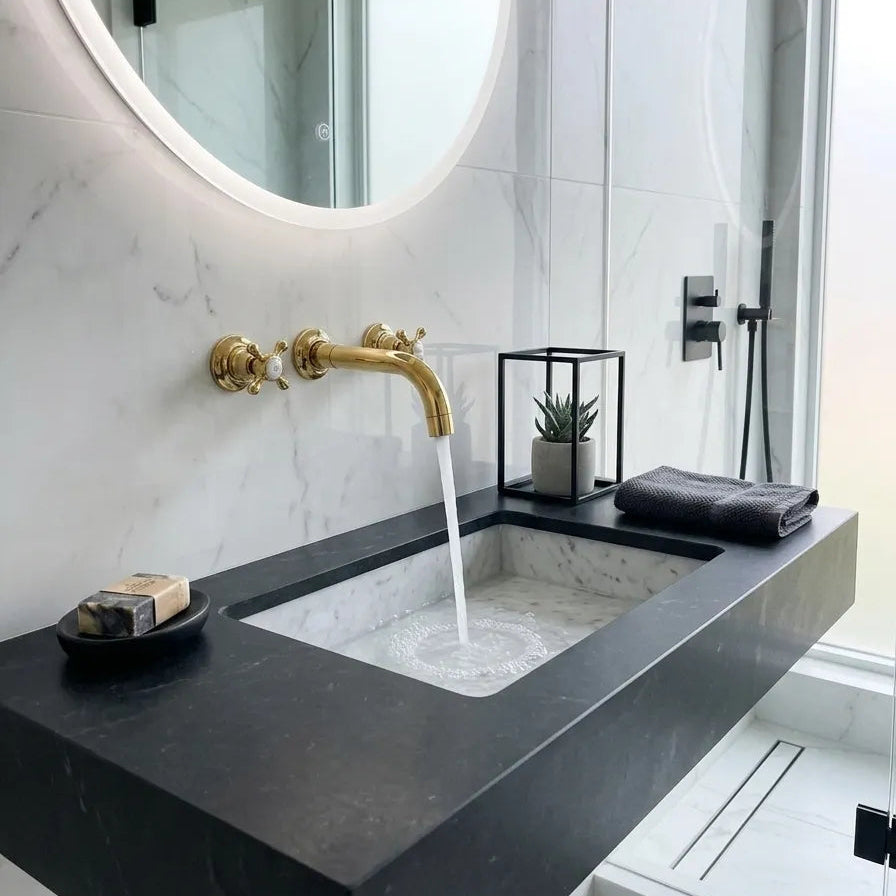 Arcadia Wall Mounted Brass Faucet – Vintage Sink Tap with Cross Handles for Bathroom & Kitchen