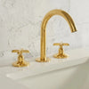 Unlacquered Brass 3-Hole Deck Mounted Bathroom Sink Faucet – Solid Brass, Natural Patina - The House Of Brass