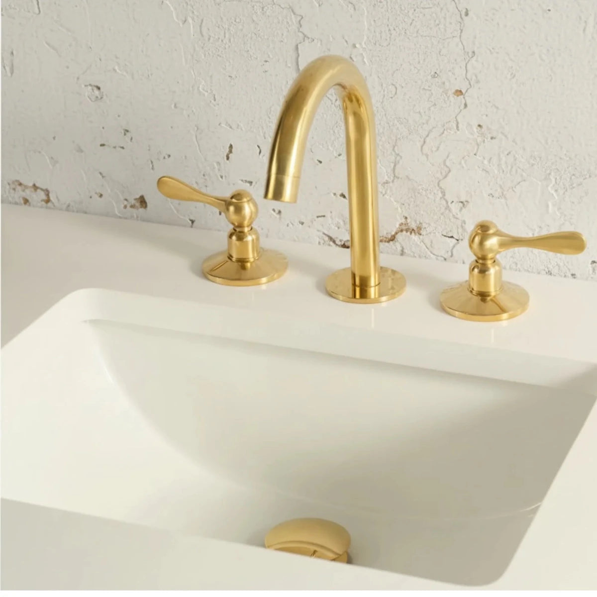 Unlacquered Brass 3-Hole Deck Mounted Bathroom Sink Faucet – Solid Brass, Natural Patina - The House Of Brass