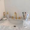 Unlacquered Brass 3-Hole Deck Mounted Bathroom Sink Faucet – Solid Brass, Natural Patina - The House Of Brass