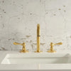 Unlacquered Brass 3-Hole Deck Mounted Bathroom Sink Faucet – Solid Brass, Natural Patina - The House Of Brass